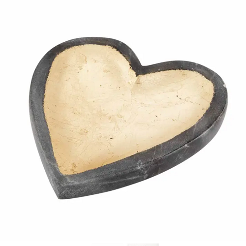 Mud Pie Gray Marble Foil Heart Tray