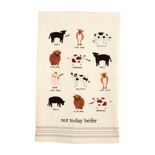 Mud Pie Not Today Heifer Farm Animal Dish Towel