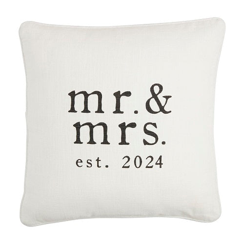 Mud Pie Mr. & Mrs. est. 2024 Square Pillow