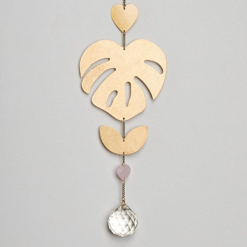 Scout Suncatcher Monstera Leaf/ Rose Quartz