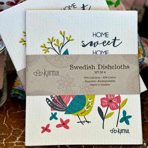 Swedish Dishcloths Set of 4 Bird