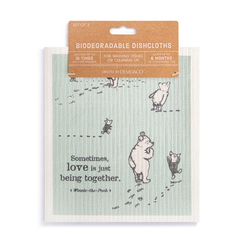 Demdaco Classic Winnie-the-Pooh Biodegradable Dishcloths Being Together