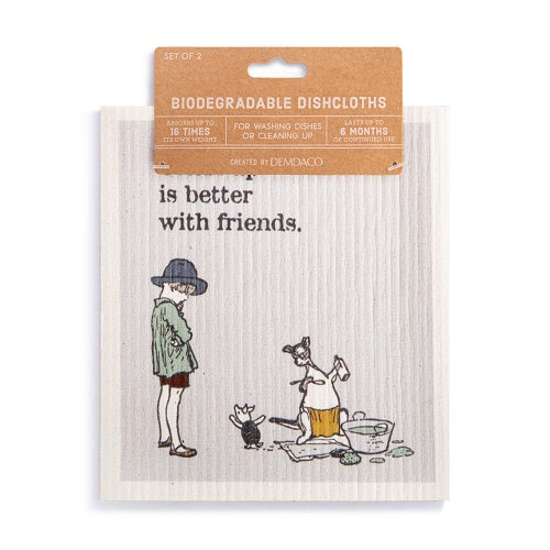 Demdaco Classic Winnie-the-Pooh Biodegradable Dishcloths Better With Friends