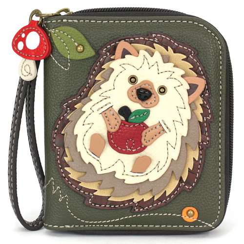 Chala Zip-Around Wallet Hedgehog "A" Olive