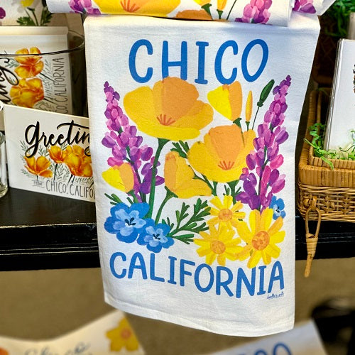 Doodles Ink Chico California Tea Towel