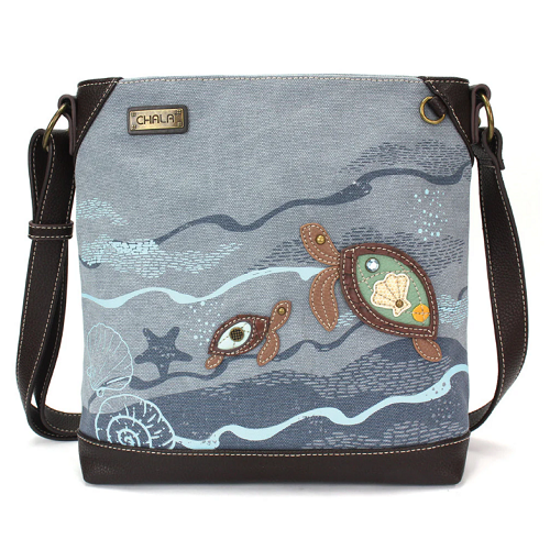Chala Canvas Crossbody Turtles Indigo