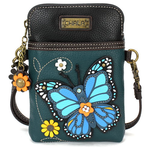 Chala Cell Phone Xbody Blue Butterfly Turquoise