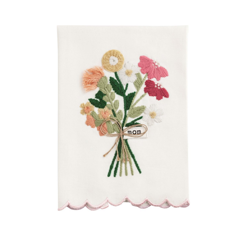 Mud Pie Bouquet Mom Embroidered Towel