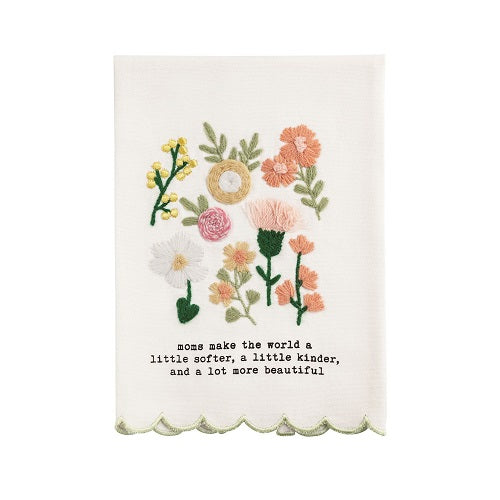 Mud Pie Moms Make the World Embroidered Towel