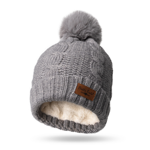 Britt's Knits Cozy Classic Pom Hat Gray