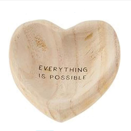 Mud Pie Everything is Possible Wood Heart Trinket Tray