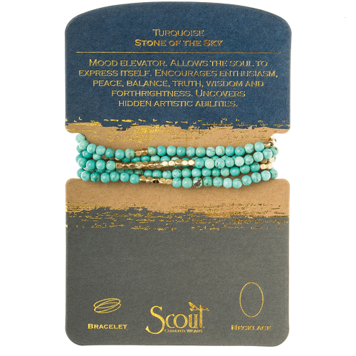 Scout Stone Wrap Bracelet/Necklace Turquoise/Gold Stone of the Sky