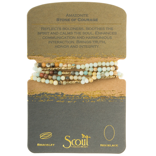 Scout Stone Wrap Bracelet/Necklace Amazonite Stone of Courage