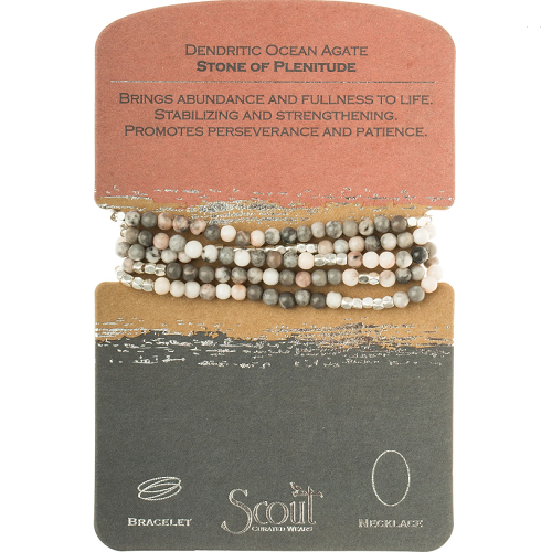 Scout Stone Wrap Bracelet/Necklace Ocean Agate Stone of Plenitude
