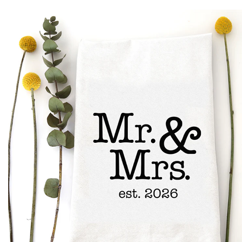 Wildwood Landing MR. & MRS. EST 2026 Tea Towel