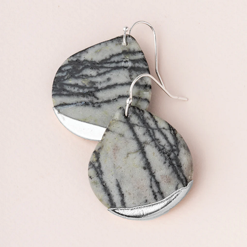 Scout Stone Dipped Teardrop Earrings Picasso/Silver