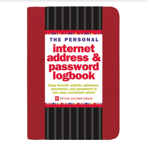 Internet Address & Password Logbook Red