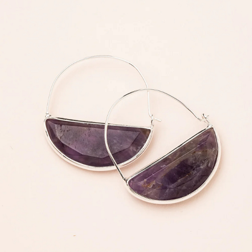 Scout Stone Prism Hoop Earrings Amethyst/Silver
