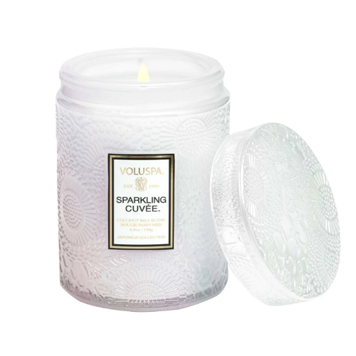 Voluspa Sparkling Cuvee Small Embossed Glass Jar Candle