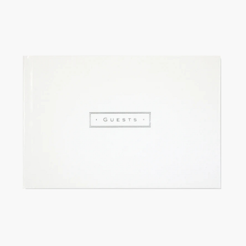 Leather Guest Book White