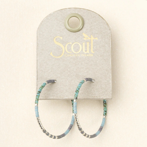 Scout Chromacolor Miyuki Small Hoop Earrings Turquoise Multi/Silver