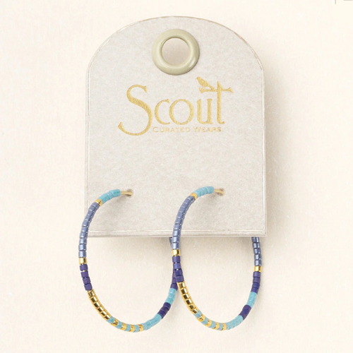 Scout Chromacolor Miyuki Small Hoop Earrings Cobalt/Gold