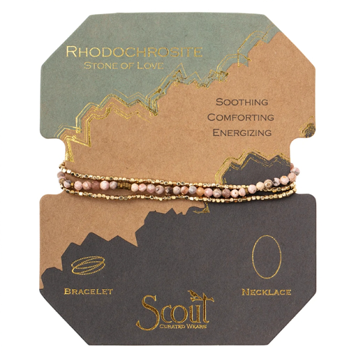 Scout Delicate Stone Bracelet/Necklace Rhodochrosite/Gold